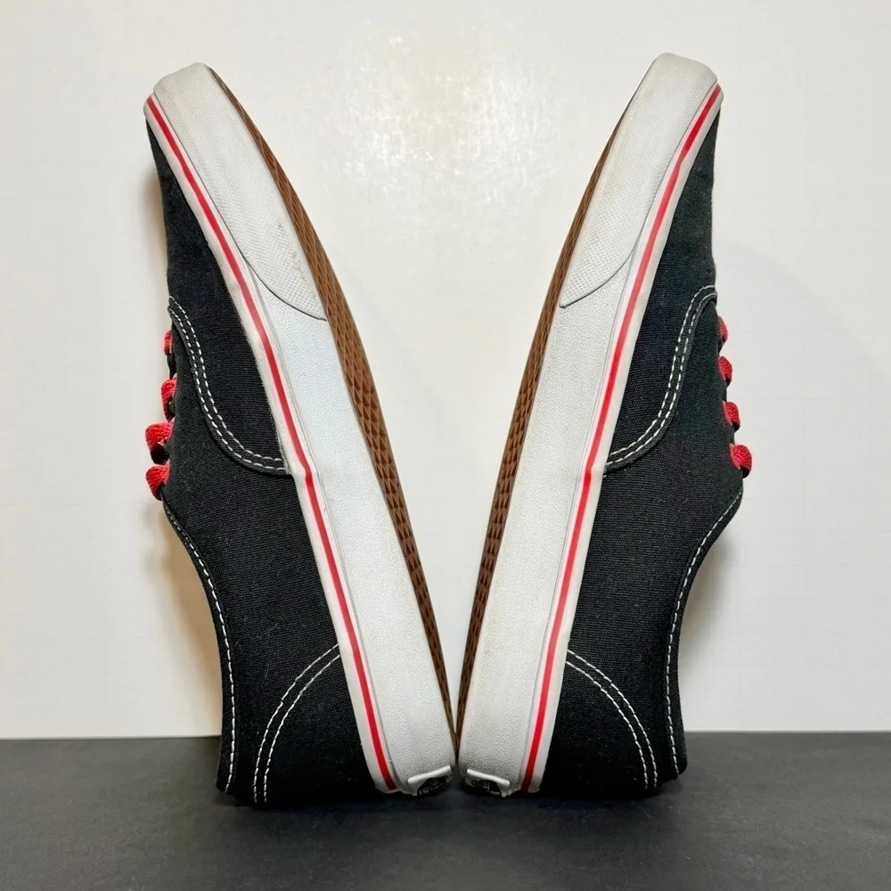Youth VANS Authentic Low Black & Red Lace Up Sneakers / Size 5
